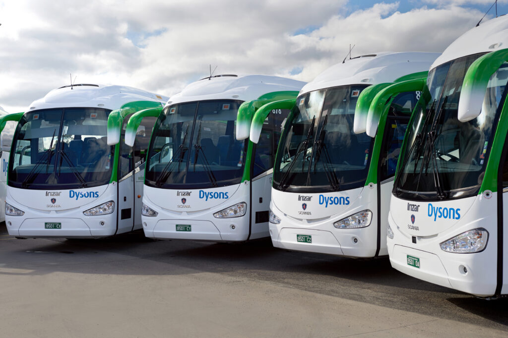Dysons buses lined up at depot